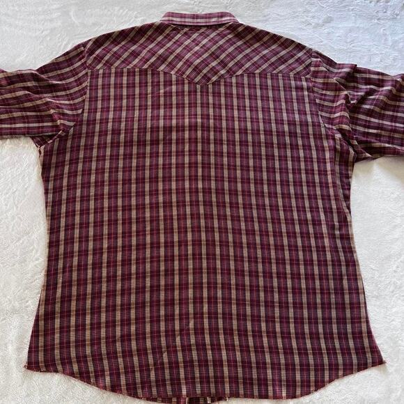 Wrangle Vintage Pearl Snap Button Down men’s plaid Shirt USA Size Large - Picture 2 of 8